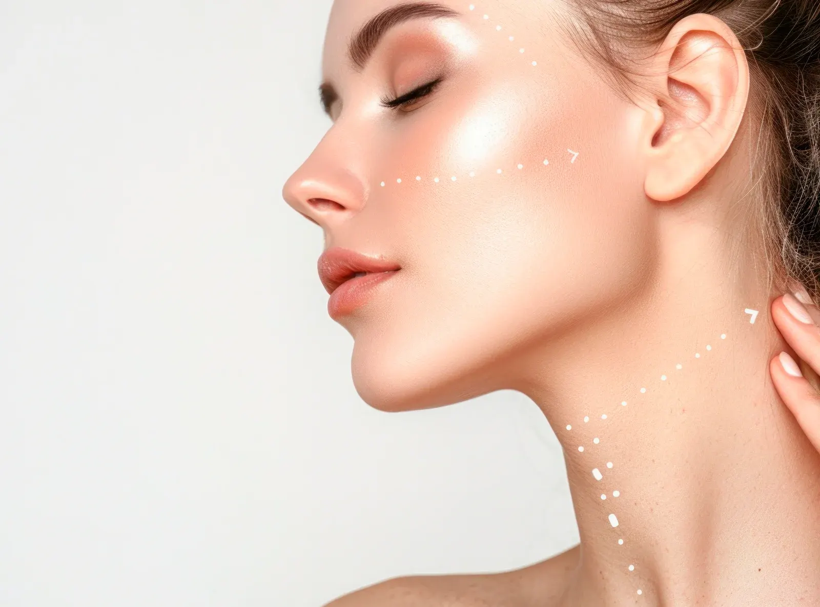 Facial diagram showing IM shot benefits and absorption in Seychelles wellness clinic