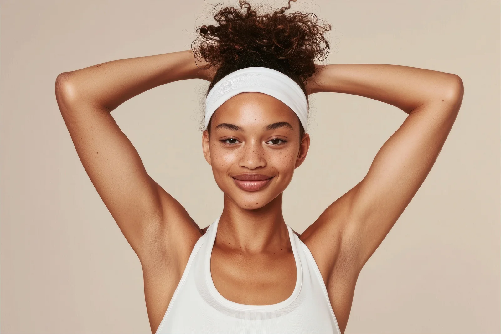 Woman with smooth skin and facial hair removed with laser hair removal in Seychelles
