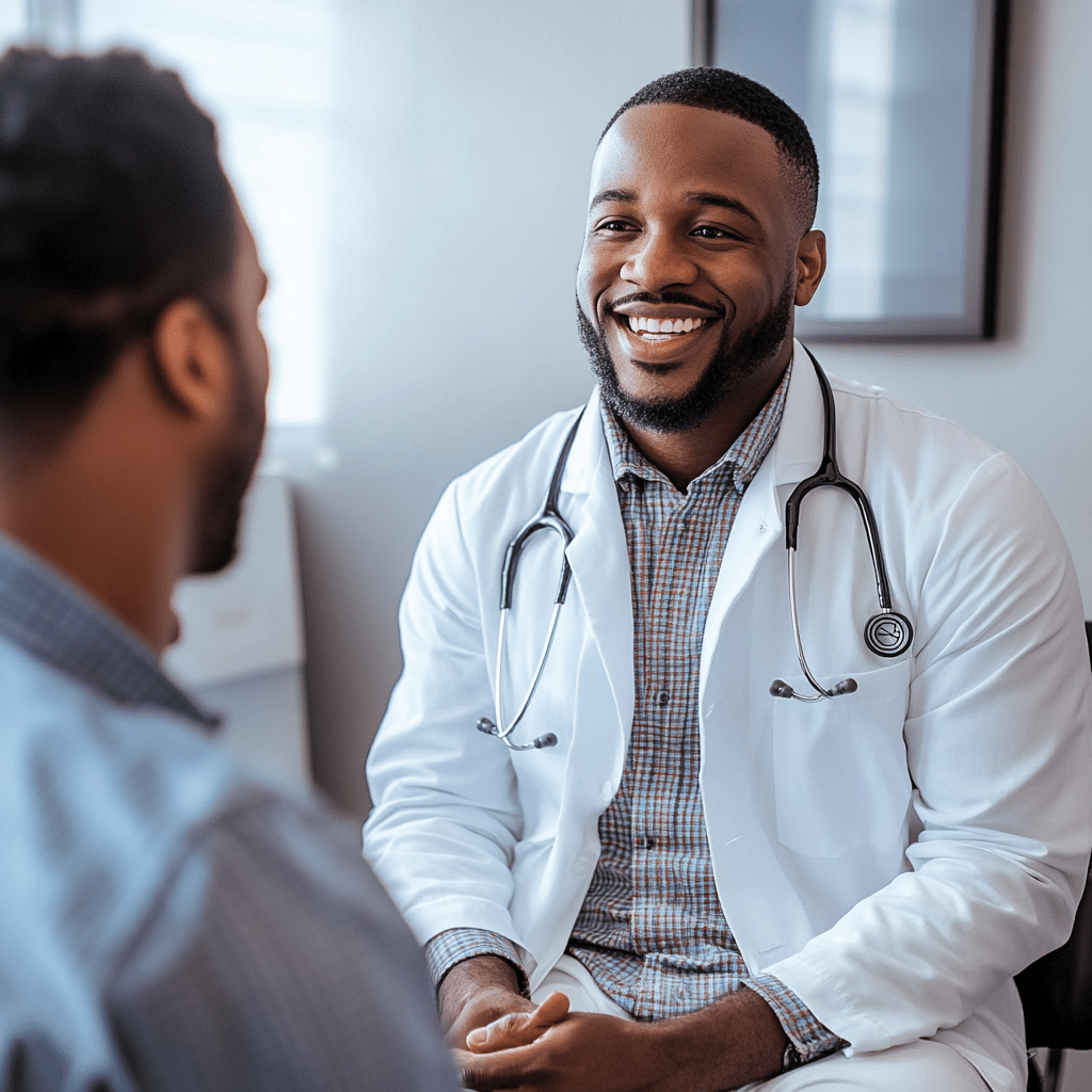 Medical consultation with a male patient and male doctor