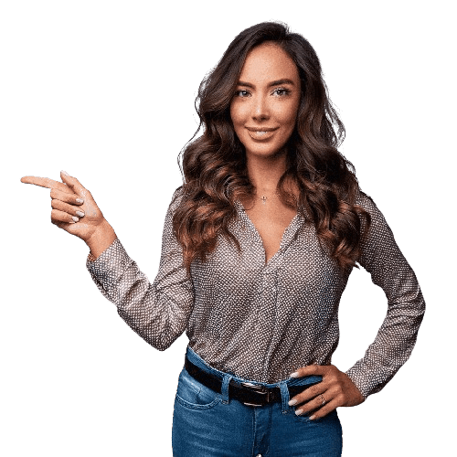 Random woman pointing left