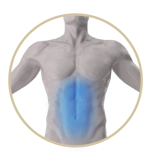 Diagram showing the Wonder treatment for defining the abdomen