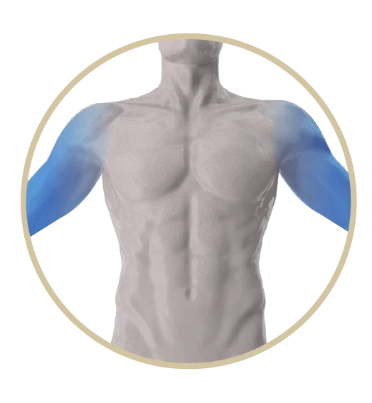 Diagram showing the Wonder treatment on arms for muscle toning